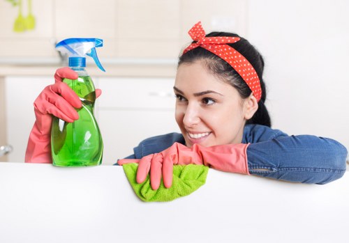 Staff trained carpet cleaner assessing a room before work